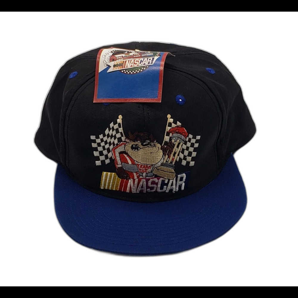 Rare VTG Looney Tunes Team Taz Tasmanian Devil NASCAR Racing Snapback Hat 90s